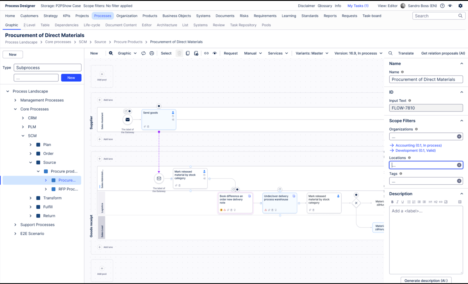 A screenshot of the new editor in Process Designer.