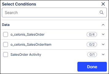 List of conditions saved in the knowledge model