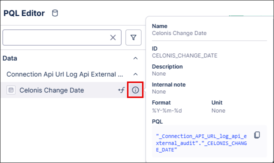 Screenshot showing the old info button that was used to display the metadata popover.