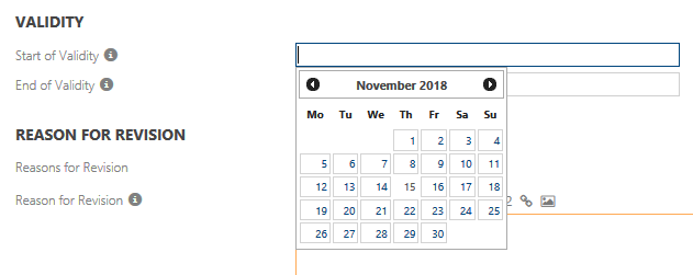 Set validity date for processes