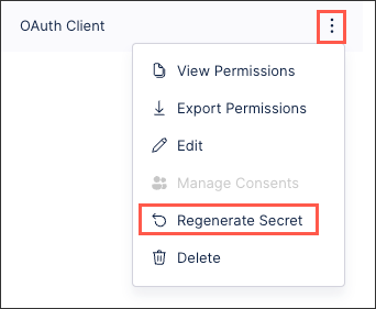 For security reasons, you can regenerate the client secret from this menu.