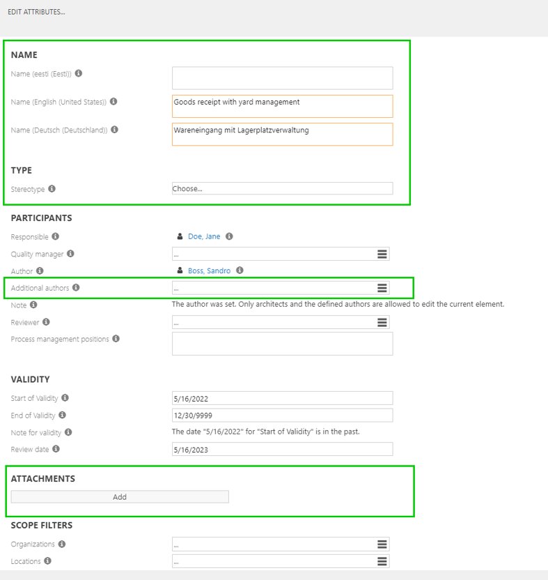 Edit attributes dialogue – New Attributes