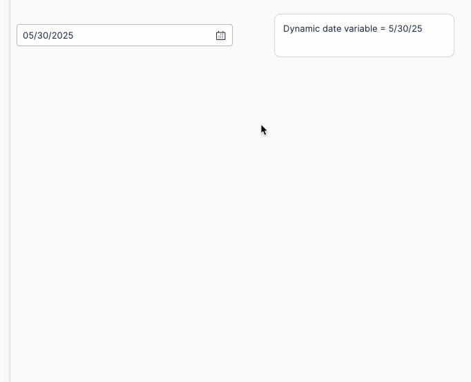 An animated example of populating a text box component by using a date picker.