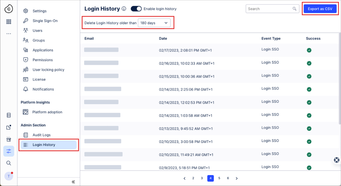A screenshot showing where to view your login history.