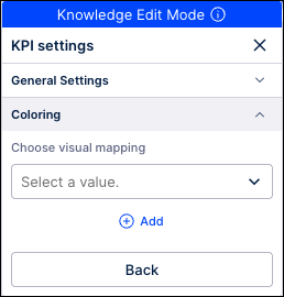 Screenshot showing the Coloring section used to add a visual mapping to a KPI.