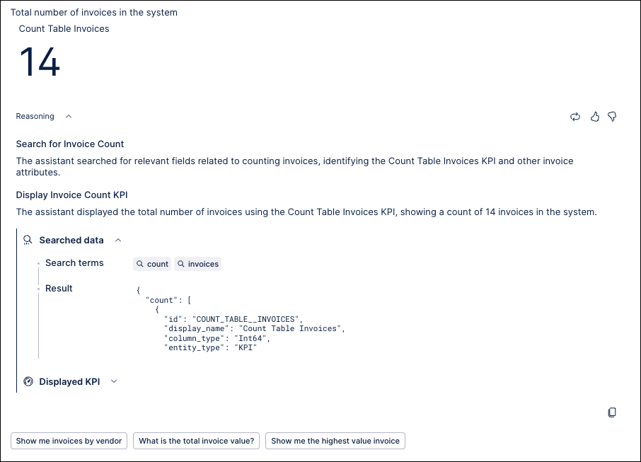 Screenshot showing the Reasoning dropdown expanded in a Process Copilot response.