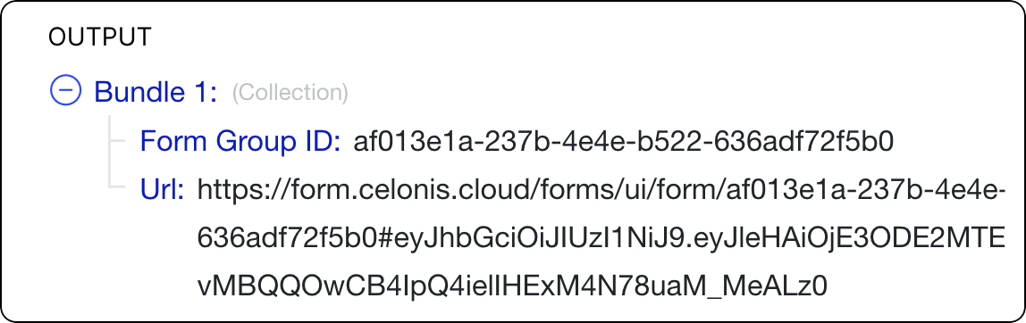 Sample output of the Create a Public Form Link module with the Form Group ID and URL visible.